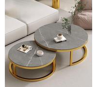 Ensemble de table basse ronde, design gigogne moderne pour un assemblage facile, parfait pour le salon et les espaces de bureau