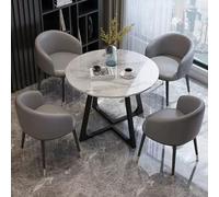 Ensemble de table basse ronde moderne avec chaises pour petits espaces, parfait pour les bureaux, les salles de réception, les salles de club ou les salles de séjour, meubles gris foncé pour salle à