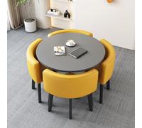 Ensemble de table basse ronde moderne pour 4 personnes - Table et chaise jaunes pour bureau, réception, maison, balcon et espace de loisirs - Ensemble de meubles élégants pour petits espaces