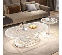 Ensemble de table basse ronde moderne pour salon, avec rangement, cadre en métal robuste avec verre trempé, design minimaliste pour salle à manger