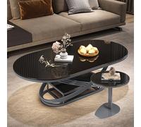 Ensemble de table basse ronde moderne pour salon, avec rangement, cadre en métal robuste avec verre trempé, design minimaliste pour salle à manger