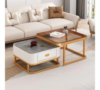 Ensemble de table basse, table d'appoint minimaliste en verre et table centrale de luxe avec cadre en métal pour salon, design carré empilable