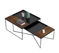 Ensemble de table basse, tables gigognes rectangulaires et carrées avec cadre en métal pour salon, chambre à coucher, balcon