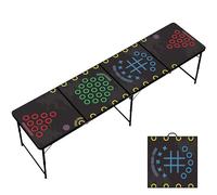 Ensemble de table Beer Pong 4 en 1 | Avec 50 gobelets et 8 balles | Tasse à rabat, cage de trage, Drunk Tac Toe | Table de tournoi pliable 240 x 60 x 70 cm | Kit de fête multigame RedCupShop (table
