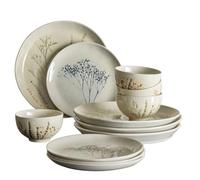 Ensemble de table Bloomingville en faïence naturelle, 12 pièces, floral, craquelé, lavable en machine