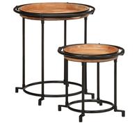 Ensemble de table d appoint 2 pcs bois massif d acacia