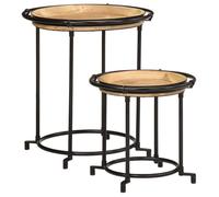Ensemble de table d appoint 2 pcs bois massif de manguier