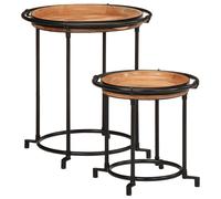Ensemble de table d appoint 2 pcs bois massif d acacia