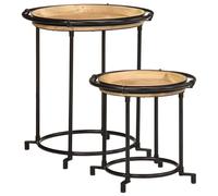Ensemble de table d'appoint 2 pcs bois massif de manguier vidaXL