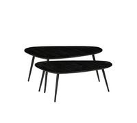 Ensemble de table d'appoint Mica Decorations Jailey Noir Bois de teck H39xl39xL84cm