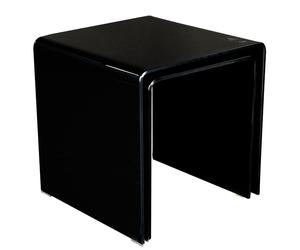 Ensemble de table d'appoint table de salon moderne verre noir Table basse 2 pièces noir, capacité de charge 15 kg, épaisseur du verre 1 cm, H 39-42 cm, lot de 2