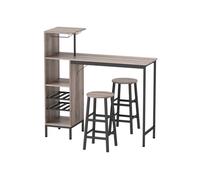 Ensemble de table de bar 3 pièces avec espace de rangement, casiers à bouteilles, porte-verres, taboure TABLE A MANGER AVEC CHAISES