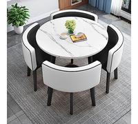 Ensemble de Table de Bar à Petit-déjeuner Rond Moderne avec des chaises de Dossier Mou Meubles de Salle à Manger de Sauvegarde pour la Maison et Le Bureau élégant en Noir et Blanc Design