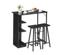 Ensemble de table de bar et 2 chaises - Ensemble de 1 Table + 2 Tabouret Haut de Bar - chaises hautes pour table bar cuisine Noir