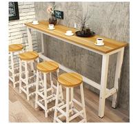 Ensemble de table de bar moderne et fine avec 3 tabourets, table console rectangulaire pour salon, table de salle à manger, table de cuisine longue, table de petit déjeuner, noyer clair et cadre