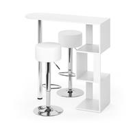 Vicco Ensemble de table de bar Vincent, Blanc, 113 x 40 cm avec 2 tabourets de bar