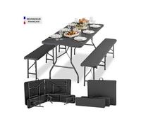 Ensemble de table de camping 8 places pliable résistant aux intempéries gris anthracite