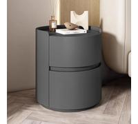 Ensemble de table de chevet en bois avec accents en cuir pour chambre à coucher et salon, table de chevet de rangement, gris foncé, 45 x 45 x 50 cm, design moderne