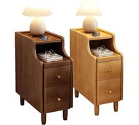 Ensemble de table de chevet moderne et élégant - 2 meubles de chambre à coucher hauts et fins pour ranger les essentiels - Solution de rangement parfaite pour les petits espaces