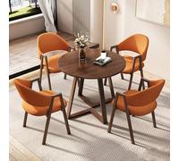 Ensemble de Table de conférence Orange Moderne avec 4 chaises Mobilier de réception et de Bureau avec sièges rembourrés adapté au Salon et au Salon