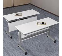 Ensemble de table de conférence pliable rectangulaire avec roulettes verrouillables, 2 postes de travail informatiques multifonctionnels pour salles de réunion, 140 x 60 x 75 cm