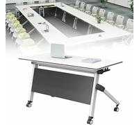 Ensemble de table de conférence pliant de 6 grandes grandes combats mobiles de table de conférence roulants tables de conférence avec roues tables de séminaire pour la salle de classe de formation~ /