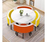 Ensemble de table de conférence ronde avec chaises - Table de salle à manger moderne pour maison/jardin/restaurant - 80 x 75 cm - Meuble de cuisine élégant