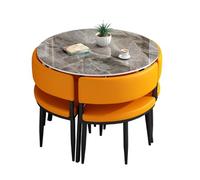 Ensemble de table de conférence ronde moderne avec 4 chaises en cuir synthétique - Ensemble élégant de bureau et de réception pour hôtels, cafés et maisons - Ensemble de salle à manger élégant pour