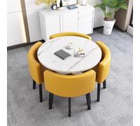 Ensemble de table de conférence ronde moderne - Table de salle à manger élégante 80 x 75 cm avec chaises pour la maison, le jardin, le restaurant - Parfait pour les petits déjeuners et les réunions