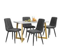 Ensemble De Table De Cuisine Moderne 117 X 68 X 75 Cm, Chaises De Salle à Manger En Velours, Chaise Design Rembourrée Avec Dossier,Ensemble De Table à Manger 5 Pièces,GreyChairs-B