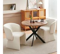 Ensemble de table de cuisine moderne du milieu du siècle pour table de salle à manger ronde de 5,1 à 94 cm et fauteuils rembourrés en tonneau - Meubles élégants pour petit déjeuner et dîner pour