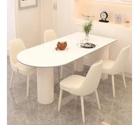 Ensemble de table de cuisine ovale moderne avec 4 chaises - Base en métal robuste et dessus en pierre minérale minimaliste pour table de salle à manger de 10 à 15 cm, 140 cm pour la maison et le bar