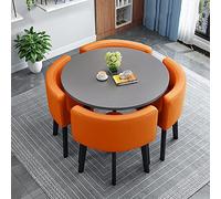 Ensemble de table de cuisine ronde moderne avec 4 chaises en tissu, idéale pour la maison et le bureau, 90 x 90 x 75 cm