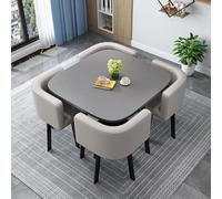 Ensemble de table de cuisine ronde moderne avec 4 chaises rembourrées, table de salle à manger peu encombrante pour la maison et le bureau, 3,90 cm de hauteur, mobilier élégant et fonctionnel