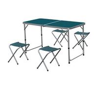 Ensemble de table de jardin pliante avec 4 tabourets en aluminium et polyester coloris bleu - -