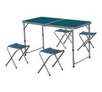 Ensemble de table de jardin pliante avec 4 tabourets en aluminium et polyester coloris bleu - PEGANE - Bleu