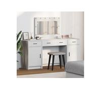 Vidaxl Ensemble De Table De Maquillage 3 Pièces Avec Led, Bois D'ingénierie Blanc Blanc
