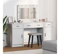 Ensemble de table de maquillage 3 pièces avec LED, bois d ingénierie blanc Blanc G