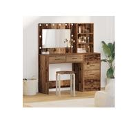 Ensemble de table de maquillage à 2 pièces avec LED en bois ancien