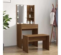 Ensemble de table de maquillage LED 2 pc Bois d'ingénierie Vanité Table vidaXL v