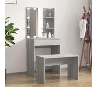 Ensemble de table de maquillage LED 2 pc Bois d'ingénierie Vanité Table vidaXL v
