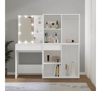 Ensemble de table de maquillage LED Bois d'ingénierie Table Toilette vidaXL vida