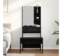 Ensemble De Table De Maquillage Vidaxl Avec Led Bois D'ingénierie Chêne Noir, Table De Maquillage Led Vidaxl En Chêne Noir, 60x40x140 Cm, En Bois D'ingénierie, Tabouret De Maquillage Vidaxl Chêne Noir