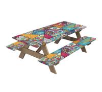 Ensemble de table de pique-nique avec housse de banc, housses de table de