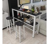 Ensemble de table de pub rectangulaire en bois - Table d'appoint étroite pour restaurant, bistro, café et cuisine - Design moderne noir et blanc (140 x 40 x 100 cm)