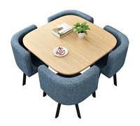 Ensemble de table de réception bleu 5 pièces pour bureau, salle à manger, petit appartement, balcon, chaises de loisirs pour conférence et salle à manger.