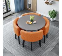 Ensemble de Table de réception, Plateau en Imitation marbre avec 4 chaises, idéal pour Les réunions de Bureau et de Club (Gris)