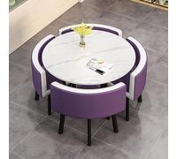 Ensemble de table de réception ronde moderne avec chaises pour économiser de l'espace pour la maison, le salon, le balcon, le café, la salle de pause et le bureau, design élégant violet