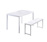 Ensemble de table de salle à manger 3 pièces Blanc Table de cuisine avec deux bancs, meubles de cuisine contemporains