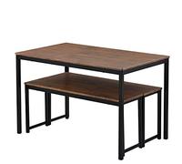 Ensemble de table de salle à manger 3 pièces Table de cuisine avec deux bancs, meubles de maison contemporains, marron